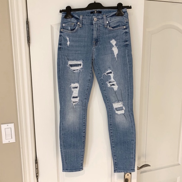 7 for all Mankind Skinny Jeans, Size 24, Medium Blue - Picture 2 of 12